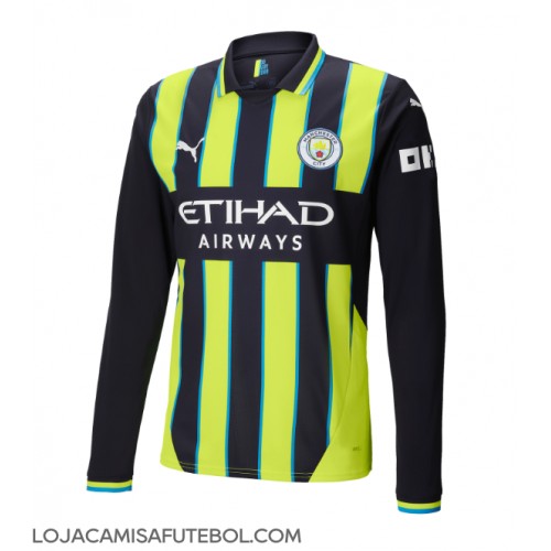 Camisa de Futebol Manchester City Equipamento Secundário 2024-25 Manga Comprida